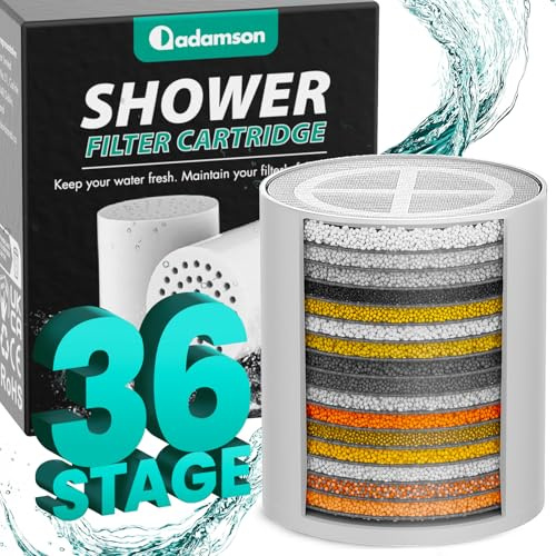 Cartouche de Remplacement Filtre Douche - 36 Étapes - Recharge 6 Mois | Réduit Calcaire, Chlore, Protège Peau et Cheveux, Installation Rapide sans Outil, Solution Économique Durable