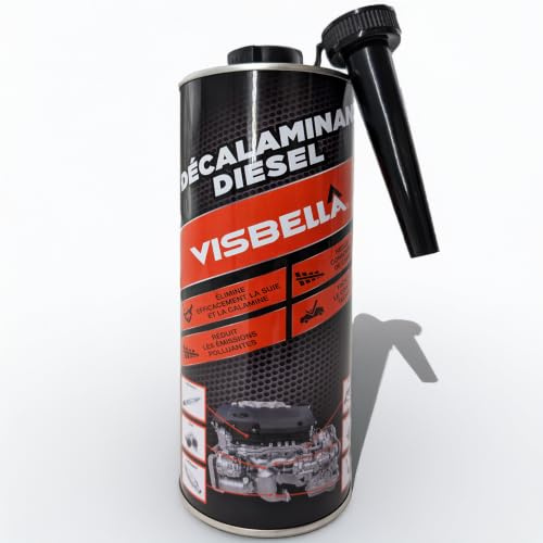 Visbella Décalaminant Additif Diesel 6 en 1 Puissant - 1L - Nettoyant injecteur, Turbo, vanne EGR, FAP, catalyseur et Soupapes - Facilite Le contrôle Technique et Les contres Visite Pollution