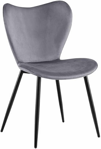 CLP Sedia da pranzo Maika, sedia imbottita ergonomica in velluto o tessuto, sedia cucina con struttura in metallo, portata fino a 150 kg Colore:grigio scuro;Materiale:Velluto