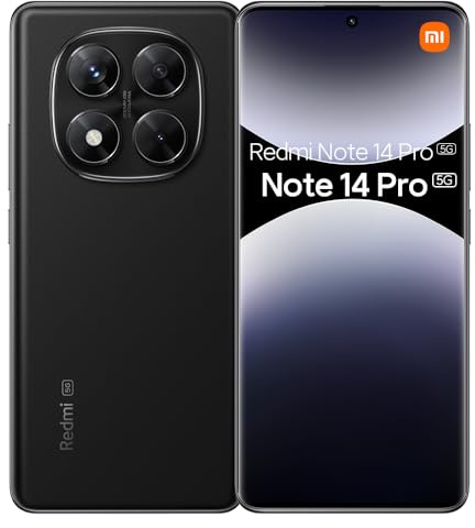XIAOMI Redmi Note 14 Pro 5G Smartphone, 6,67 Pollici, Nero, 8GB RAM, 256 GB, 5110mAh, Doppia SIM, NFC (Nessun Caricatore Incluso)