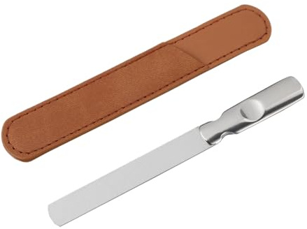 Beaupretty Limas De Uñas De Metal Inoxidable 2 Piezas Tamaño Largo Con Estuche De Cuero Para Manicura Profesional y Pedicura Uso Personal Herramientas Para Cuidado De Manos y Pies