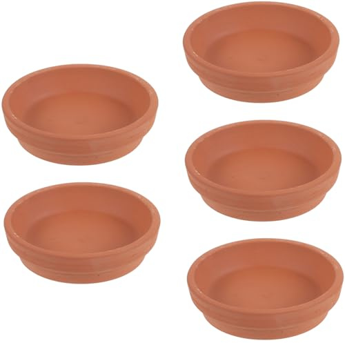 DOITOOL 5 pièces Soucoupes Terre Cuite Rouge Supports de Pots de Fleurs Étanches Plateaux Réutilisables pour Plantes Intérieur et Extérieur Protection Sol et Balcon