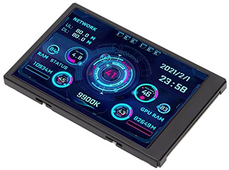 TOPINCN Vielseitiger IPS-USB-Bildschirm PC-CPU-RAM-Datenmonitor für Echtzeit-Host-Status-Verständnis, DIY-Design für PC-Gehäusebesitzer, Unterstützt Nur -System [3,5 Zoll IPS]
