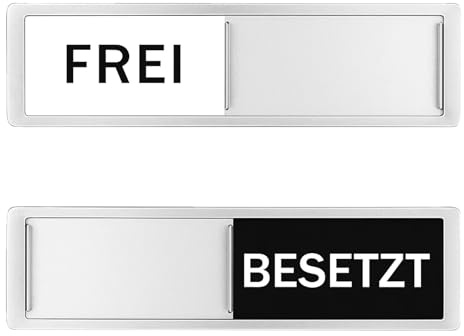 Besetzt Schild Toilette, Frei Besetzt Schild, WC Türschild, Toilettenschild Besetzt Frei, Silber, 17,7 x 5,2 x 0,5 cm