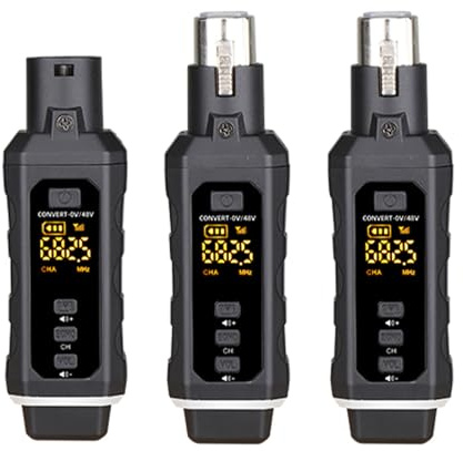 Taruor Microfonico Trasmettitore e Ricevitore XLR Wireless con Segnale Stabile per Mixer Audio, Opzione Alimentazione Dati USB, per DJ e Tecnici del Suono, Nero (1 ricevitore con 2 microfoni)