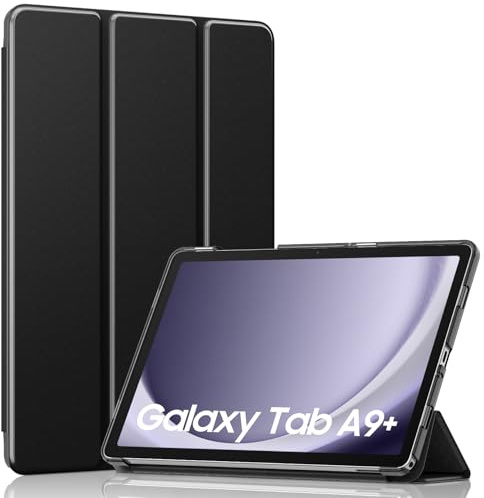 MoKo Funda para Galaxy Tab A9+ Plus 11 Pulgadas 2023, Funda Inteligente Protectora con Carcasa Traslúcida de PC Duro para Tab A9 Plus Tableta(SM-X210/X216/X218), Auto Activación/Reposo, Negro