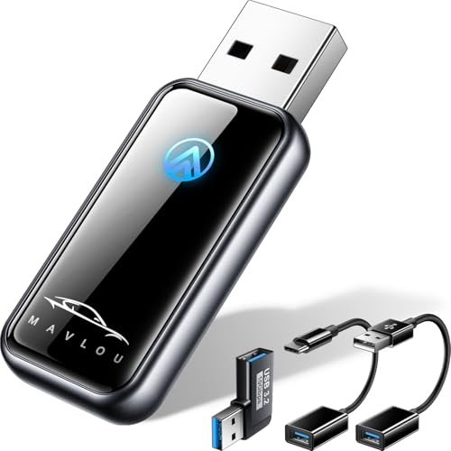 Mavlou Wireless Android auto Adapter UK, Stable Fast Mini Dongle, Convert Wired Android auto to Wireless, Plug & Play, OTA Upgrade, for Android 11+ & Cars with Wired Android auto