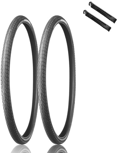 2PCS 700x38c(40-622)/700x40c(42-622) Cykeldäck | Punkteringsfri Cykel Reservtillbehör med 2 Spakar | Kompatibel med Landsvägscyklar Mountainbikes Elcyklar Hybridcyklar(700x38c)