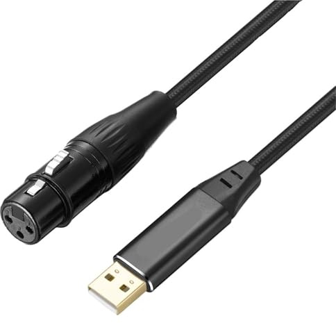 ICTXKDKB Cable de grabación trenzado USB a XLR hembra, adaptador de cables de audio de estudio con doble blindaje for micrófono