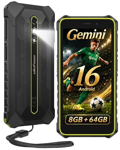 Ulefone RugKing 2 Pro Android 16 Rugged Phone, 64GB, Dock Charging, 5.45 Tough Screen, IP68 Waterproof Outdoor Mobile Smart Phones, 4G Dual SIM Smartphone Unlocked, 3-Card Slot, NFC, Green