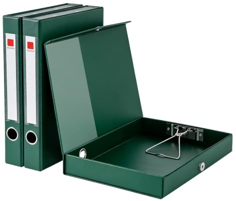GUOKOFF Box Files A4, 3 PCS Box File with Document Clip, 45mm Spine (Green) | A4 Box File, A4 Archive Box Folder with Magnetic Closure, Document Box Folders for Office School