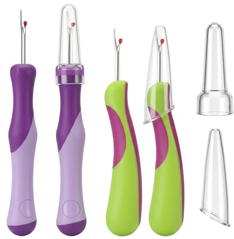 4 Pcs Seam Rippers for Sewing, Seam Ripper and Thread Remover | Seam Ripper Stitch Unpicker Sewing Tool for Hand Sewing Knitting Crafting Stitching Embroidery Purple Green
