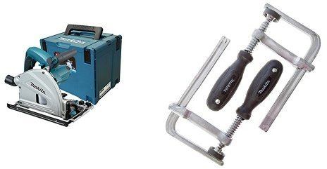 Makita Tauchsäge im Makpac, SP6000J & 194385-5 Schraubzwinge 1 Paar (2 Stück)