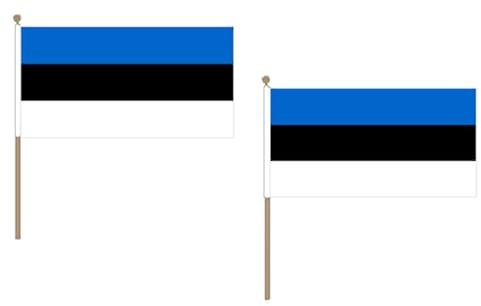 AZ FLAG STOCKFLAGGE ESTLAND 45x30cm mit holzmast - 10 stück ESTNISCHE STOCKFAHNE 30 x 45 cm - flaggen