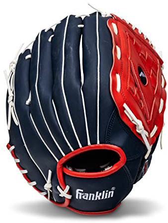 Franklin Sports Baseball and Softball Glove - Field Master - Baseball and Softball Mitt, Red, White, Blue, 14.0