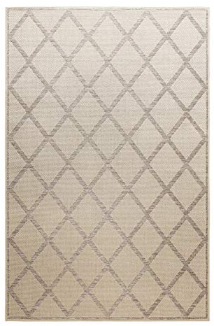 Homie Living I Moderner Flachgewebe Kurzflor Teppich - Läufer für Küche, Esszimmer, Flur I Bergamo I (120 x 170 cm, Beige Grau)