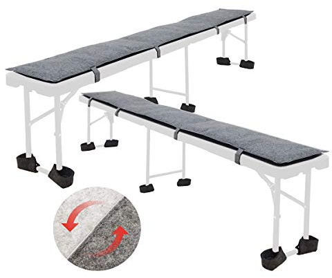 DuneDesign FILZ: 2er Set Gepolsterte Bierbankauflagen 180 cm - 2-Farbige Sitzpolster für Bierbänke 12 Bodenschoner - Polster Bierbank Auflagen Bierzeltgarnitur 180 Auflage Bierbank Polster Bankauflage