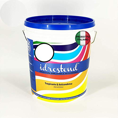 IDROSTEND Pittura Traspirante Idropittura Opaca Interni Semilavabile ALTA COPERTURA (14 Litri, BIANCO)