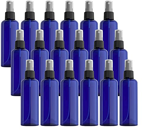 ZEOABSY 24 Pièces 100ml Vaporisateur Vide, Bleu Petits Vaporisateur en Plastique, Flacon Spray Vide, Atomiseur Parfum, Bouteilles avec Pompe de Pulvérisation Noir de Voyage