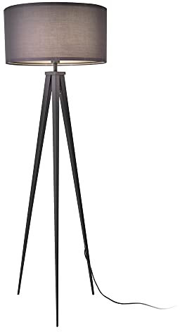 Lampadaire Trépied Moderne Stylé Lampe sur Pied Design E27 Métal Textile Hauteur 153 cm Gris Clair