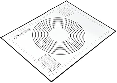 Silicone Baking Mat Sheet, 80x60cm Non Stick Pastry Rolling Mat with Measurement Non-Slip Silicon Dough Kneading Mat, Counter Table Mat, Placemat, Fondant Icing/Cake/Pizza Mats(Black)