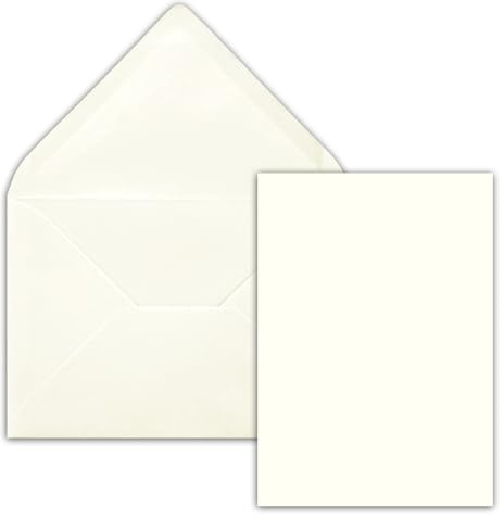 FarbenFroh by GUSTAV NEUSER 50x Einzelkarten Set mit Briefumschlägen DIN A6 / C6 in Naturweiß (Creme) - 14,8 x 10,5 cm - ohne Falz