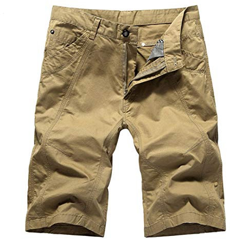 Herren Overalls Shorts Klassischer Stil Baumwolle Slim Fit Baumwolle Kurze Hosen, khaki, 30W