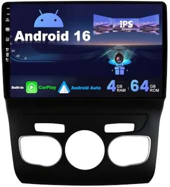 SXAUTO Android 16 IPS Car Stereo Radio for Citroen C4 C4L DS4 (2013-2017) - Built-in Carplay/Android Auto - Rear Camera - 4G+64G - Steering Wheel Control Dual Band WiFi DAB Fast-Boot - 2 DIN 10.1 Inch