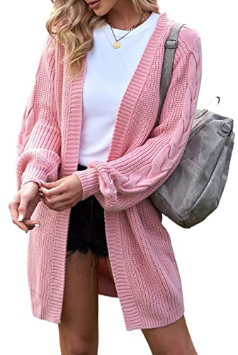 Maavoki - Cardigan da donna, a maniche lunghe, oversize, cardigan casual autunnale con tasca, L
