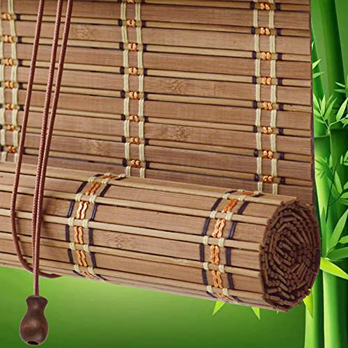 Pxzybd Retro bambusrollos,Bambusvorhänge für innen,Rollo Bambus aussenbereich,Raffrollo,Bambus Rollläden für Pergola,Fenster,Atmungsaktiv,Uv-beständig,Bambus Jalousien mit Heber,W×H-70x120cm/28x47in