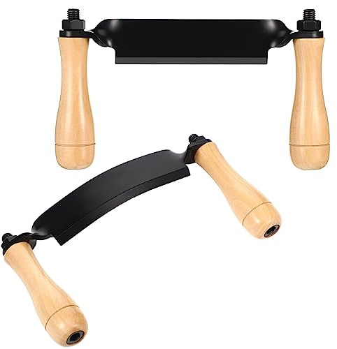 WILLBOND 2 Pcs 8 Inch Draw Shave Knife Set Draw Shave Knife Straight and Curved Woodworking Debarking Hand Tool Wood Razor Shaving Wood Barking Tool for Men(Straight, Curved)