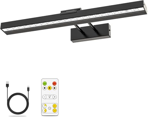 HURYEE Picture Light Battery Operated, Wireless Picture Light with Remote, 3 Color Modes Art Lights for Paintings, Dimmable led Picture Lights for Wall Art, Gallery, Dart Board, Black