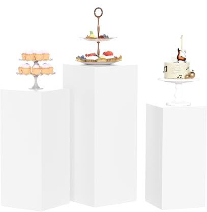 LAYIQDC 3Pcs Pedestal Stand,Metal Stands for Wedding Party Art Decor,Sturdy Pedestal Display Square Dessert Table