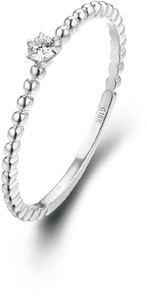 Ayoiow 18K Ring Damen Runder Ring Mit Weißer Runder Form Diamant Verlobungsringe Frauen