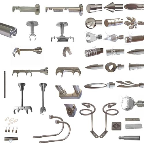 BASIT Drapierhaken für Gardinen I 1 Paar I in Edelstahl Look für Gardinenstangen I T61