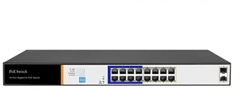 AI1016G - Smart Gigabit Switch Poe a 18 Porte, 16 Porte Gigabit Poe, 1 Porta SFP, 802.3af, 802.3at, 48 V, 150 W, Trasmissione Fino a 250 Metri, funzioni Smart