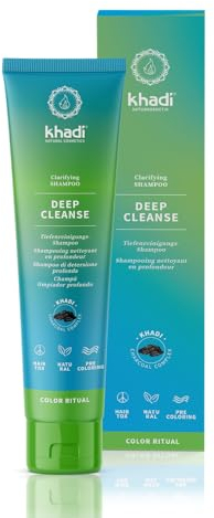 khadi DEEP CLEANSE Champú ayurvédico clarificante I 150ml I Limpieza profunda intensiva y clarificante del cabello y del cuero cabelludo I 100% natural, sin siliconas ni sulfatos I Cosmética natural c