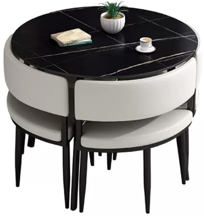 WRYsqbhjyb Esstisch Rund und Stühle, Freizeit-Couchtisch für Küche und Esszimmer, Platzsparend, Quadratischer Esstisch für Wohnzimmer, Esszimmer, Empfangsraum (Color : K, Size : 31.4in)