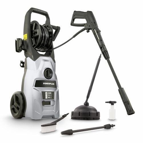 Power Plus POWXG90503-2200 W Nettoyeur de terrasse électrique avec Fonction Marche/arrêt, Pression Max. 170 Bar et température 50 °C, Tuyau de 8 m et Accessoires Inclus