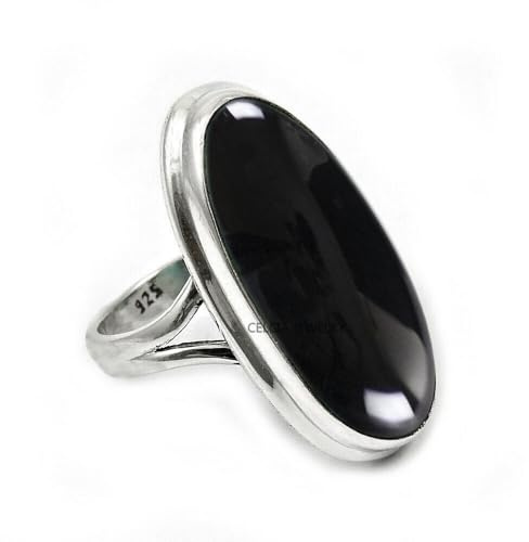 Large Oval Gemstone Unisex Handmade Jewelry, 925 Sterling Silver Tribal Ring, Engagement Gifts for Couples, Birthday Gifts for Men, Fathers Day Gifts, Promise Ring, Mens Gifts