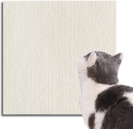 Ueiwffzo Selbstklebend Kratzteppich Katze Wand, DIY Katzenkratzbretter, Selbstklebend Kratzmatte Katze, Katzen Kratzschutz für Sofa Sessel (30 x 100 cm,Warmes Weiß)