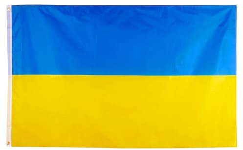 Bandiera dell'Ucraina, 1,5 x 90 cm, bandiera ucraina resistente, grande bandiera dell'Ucraina con 2 occhielli in metallo, utilizzata per interni ed esterni, colore brillante, bandiera nazionale