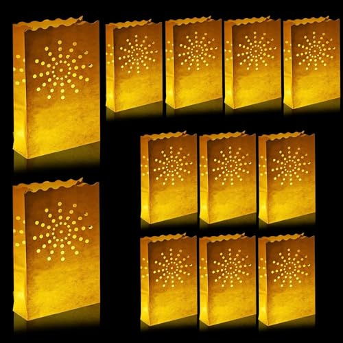 Lanterne Carta Natalizie,Sacchetti di Candela,Sacchetti di Candela Bianco,Sacchetti per Candela, per Feste, Matrimoni,Midanzamenti,San Valentino,Natale (B)