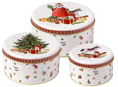 Villeroy & Boch – Winter Collage Keksdosen-Set 3 teilig Bunt, Gebäckdosen, Vorratsdosen, Plätzchendosen, Blechdosen, Keksdosen 3er Set, Weihnachtsdosen, Metall
