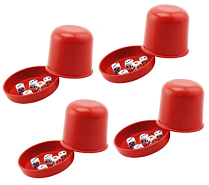 TOYANDONA Roter Verdickter Würfelbecher und 5 Würfeln aus ABS mit Transparentem Deckel 4 Satz Bruchsicherer Anti Cheat Würfelbox Lustiges Würfelspiel für KTV