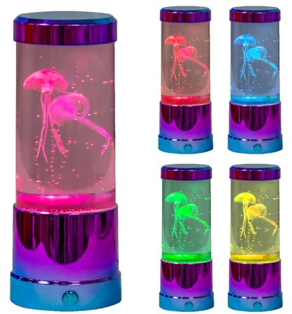 Global Gizmos 55219 Mehrfarbige Quallen-Lampe, farbwechselnde LEDs, beruhigendes sensorisches Licht, USB- oder batteriebetrieben, ideal für Kinder und Erwachsene