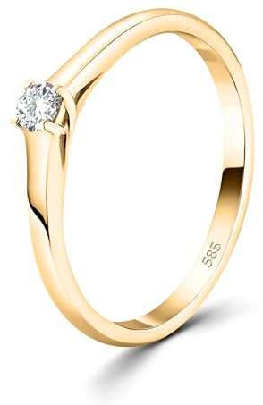 EDELIND Diamant Verlobungsring Damen Gold 585 - Diamantring 0.05-1 Ct GIA-zertifiziert aus Gelbgold - mit Geschenkbox - Symbol der Liebe