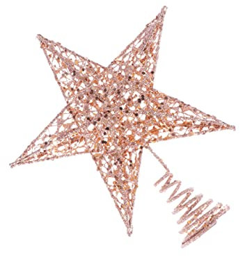 Zerodeko Weihnachtsbaumspitze Aus Eisen 25 cm Stern-Ornament-Set Glitzernder Weihnachtsbaum-Stern Festliche Dekoration Roségold