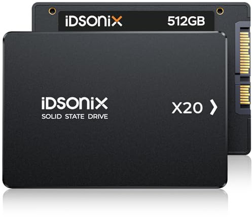 iDsonix 512GB SSD SATA III 2,5 SSD Interno, Velocità di lettura 500MB/s, con Tecnologia 3D NAND & protezione dei dati, ideale per laptop e computer desktop (PC), X20