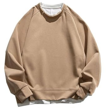 Seiizaa Sudadera Retro Americana de otoño e Invierno para Hombre con Cuello Redondo-Brown-XL